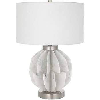 Uttermost Modern Table Lamp 24 1/2" High White Marble Fabric Drum Shade for Bedroom Living Room Nightstand Bedside Night Stand
