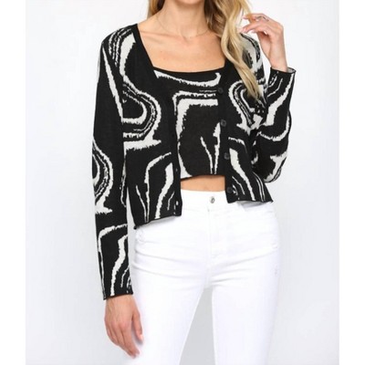 Women's Two-Piece Marble Print Cardigan Set - Fate