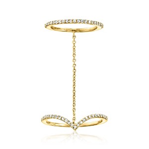 Ross-Simons 0.25 ct. t.w. Diamond Chevron Double-Band Ring in 18kt Gold Over Sterling Size 9 - 1 of 4