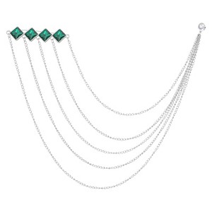 Unique Bargains Bouquet Square Rhinestone Square Tassel Chain Brooch Lapel Suit Pins 1 Pc - 1 of 4