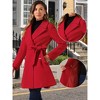 Allegra K Women's Elegant Notched Collar Single Belted Winter Long Coat - 2 of 4