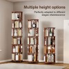 Sapphtopaz Wooden Rotating Bookshelf with Wheels Round Bookcase Storage Shelves Sturdy Narrow Book Shelf Home Decor for Living Room, Walnut - 3 of 4