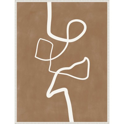 Amanti Art Brown Single Line Artwork by Elena Ristova Canvas Wall Art Print Framed 23 x 30-in.