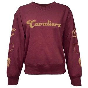 NBA Cleveland Cavaliers Women's Long Sleeve V-Neck Fleece Sweatshirt - 1 of 4
