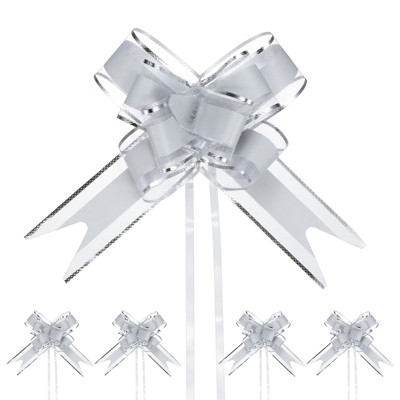 Unique Bargains Plastic Gold Edge Satin Decorations Gift Wrap Bows Pull Bows 10 Pcs