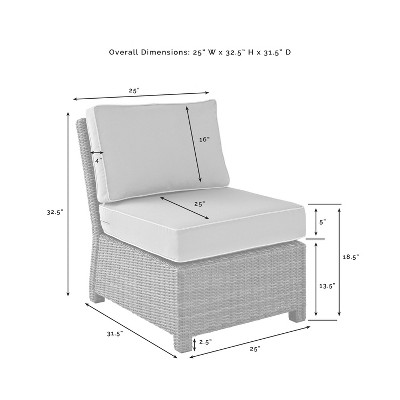 Navy Gray Modular Outdoor Wicker Armless Chair