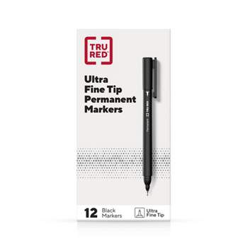 TRU RED Permanent Markers Ultra Fine Tip Black Dozen TR54534
