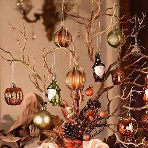 Fall Tree Decorations Ornaments for Home Indoor, 40ct Shatterproof Fall Ornaments for Small Tree, Orange Hanging Thanksgiving Autumn Christmas Ball - 1 of 4