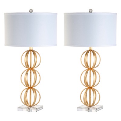 (Set of 2) 29" Annistyn Table Lamp Brass Gold (Includes LED Light Bulb) - Safavieh