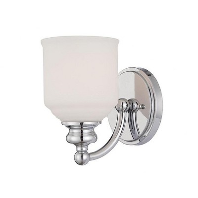 Polished Chrome 7.75" Transitional Wall Sconce with White Opal Glass