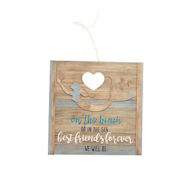 Beachcombers 11.8" Wood Mermaid / Best Friend Palque