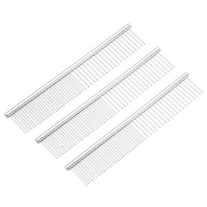 Unique Bargains Stainless Steel Rounded Ends Gentle Care Pet Comb 3 Pcs - 1 of 4