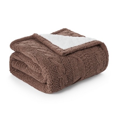 Amelie Home Reversible Chenille Cable Knit Throw Blanket