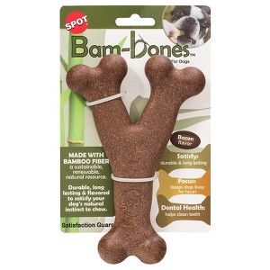 Spot Bam-bones Brown Bamboo Fibers Bacon-Flavored Wish Bone Pet Toy 1 pk - 1 of 1