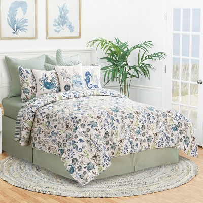 C&F Home Crescent Bay Beach Coastal Cotton Quilt Set  - Reversible and Machine Washable
