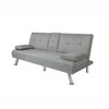Aukfa 66.3" Adjustable Back Futon Sleeper Sofa Bed with Cup Holders, Chrome Legs & Linen Upholstery - 2 of 4