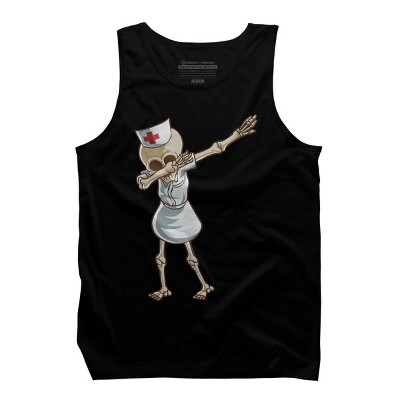 Men's Design By Humans Halloween Dabbing Funny Skeleton Nurse RN Costume Gift By COVI Tank Top