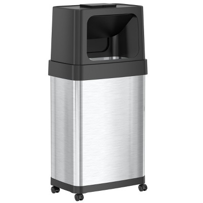 iTouchless Dual Push Door Kitchen Trash Can with Wheels and Odor Filter 18  Gallon Rectangular Stainless Steel