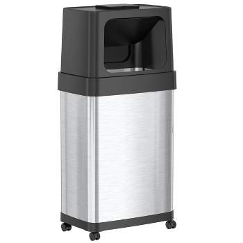 iTouchless Dual Push Door Kitchen Trash Can with Wheels and Odor Filter 18 Gallon Rectangular Stainless Steel