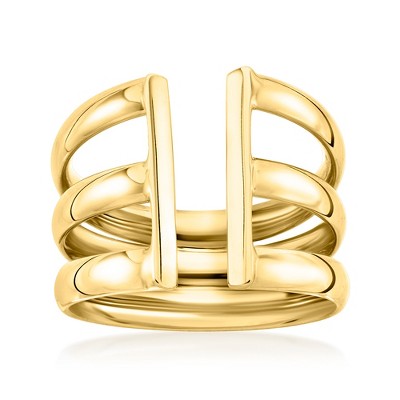 Ross-Simons Italian 14kt Yellow Gold 3-Row Cuff Ring Size 7