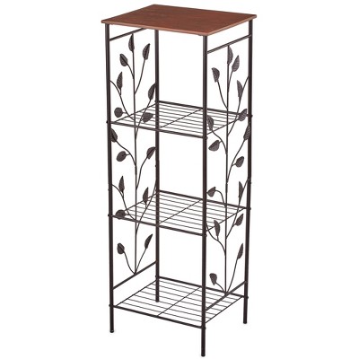 Collections Etc Climbing Leaf Design 4-Tier Metal Accent Shelf 15.25 X 12.5 X 42.5