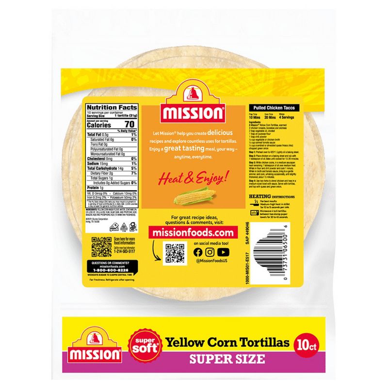 Mission Gluten Free Super Size Yellow Corn Tortillas - 10.84oz/10ct, 3 of 8