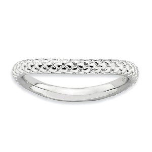 Black Bow Jewelry 2.25mm Stackable Sterling Silver Curved Textured Band - 1 of 4