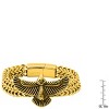 Steeltime Men's 18k gold plated stainless steel double row wheat chain eagle wings bracelet - 3 of 4