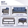 Belord 6 Pieces Outdoor Patio Furniture Set, Gray Wicker Rattan Patio Sofa Set with Chair, Ottoman and Coffee Table for Porch Deck Balcony - 3 of 4
