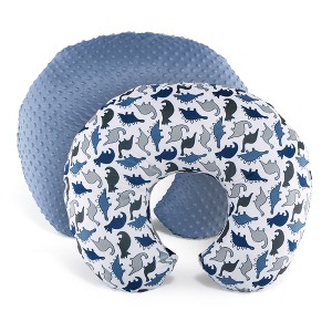 The Peanutshell Nursing Pillow Covers for Breastfeeding, 2 Pack Set, Dinosaur and Navy Blue Minky Dot - 1 of 4