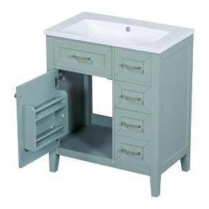 Rbied 30 in. Single Sink Freestanding Bath Vanity with White Ceramic Top and 3 Drawer Unassembled - 1 of 4