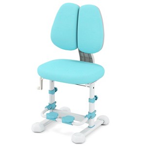 Costway Kids Study Chair with Adjustable Double Backrest, Footrest, Seat Height & Depth Gray/Blue/Pink - 1 of 4