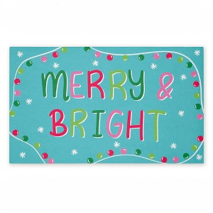Stupell Industries Merry & Bright with Baubles Printed Outdoor Door Mat, design by Emily Cromwell, 18"x30" - 1 of 4