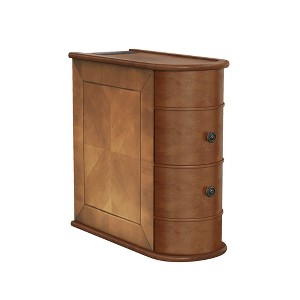 Gulches Natural 2 Drawer 23 in W Nightstand with Charging Station & Arc Design - 1 of 4