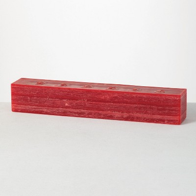 Vance Kitira 22.75" Layered Brick Candle, Red