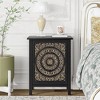 JIONJOY French Country Nightstand - Fully Assembled 2-Drawer Floral Cutout Side Table with Distressed White Finish - 3 of 4