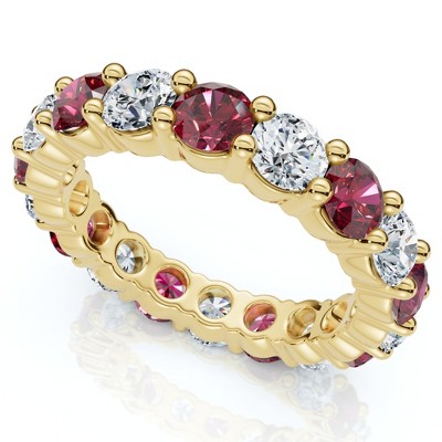 Pompeii3 3Ct Ruby & Diamond Eternity Ring 14k Gold or Platinum Lab Created