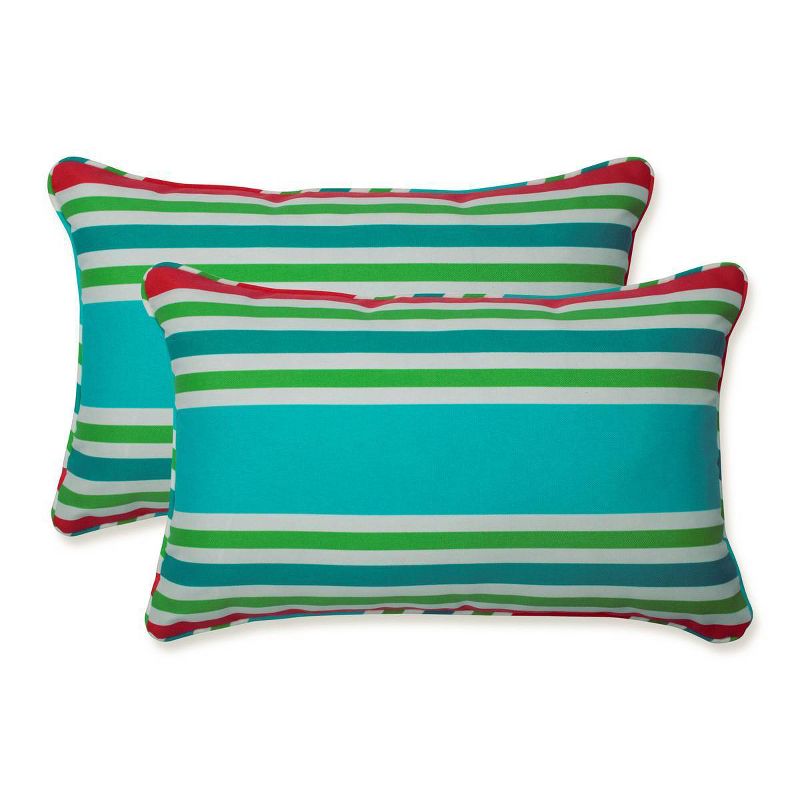 Aruba Stripe 2pc Outdoor Throw Pillows - Pillow Perfect, 1 of 7