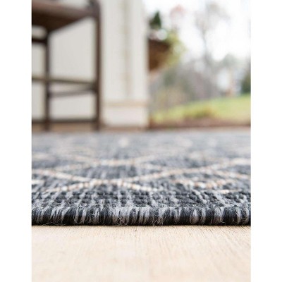 Charcoal Gray Trellis Synthetic 8' x 11'4" Outdoor Rug