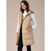 INSPIRE CHIC Women's Long Casual Sleeveless Zippered Hooded Down Puffer Vest - 2 of 4