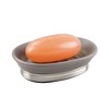 iDesign Ceramic Soap Dish for Bathroom Sink - Matte Gray/Brushed - 3 of 4