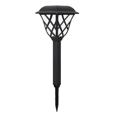 16" Black Stainless Steel Solar LED Pathway Lights, Set of 4
