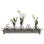 Iron Decorative Tray with 5 Glass Vases - Storied Home