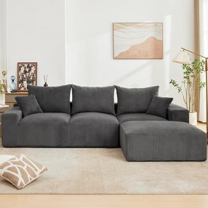 110'Modular Sectional Couches for Living Room, Boneless Sofa with Deep Seat, L Shaped Cloud Couch with Chaise,Plush Linen Fabric, No Assembly Required - 1 of 4