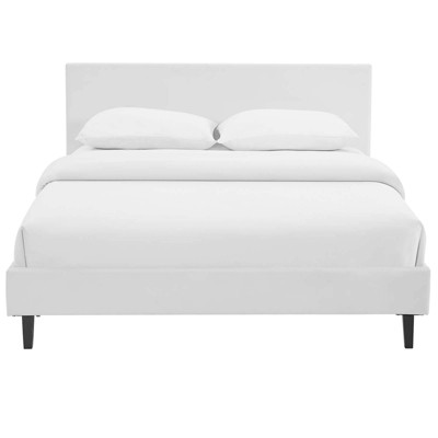 Anya Full Double White Faux Leather Upholstered Bed Frame