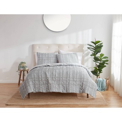 3pc King Hayden Seersucker Comforter & Sham Set Gray - Refinery29