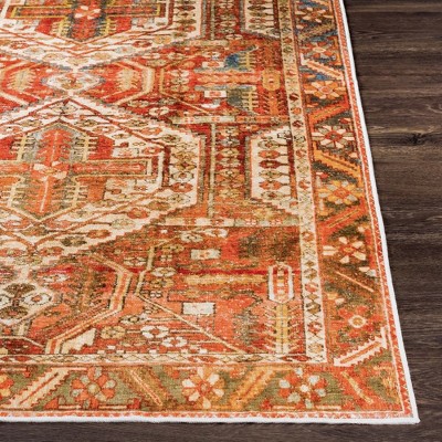 St David Burnt Orange Synthetic Fur Washable Oriental Rug 2'6" x 4'