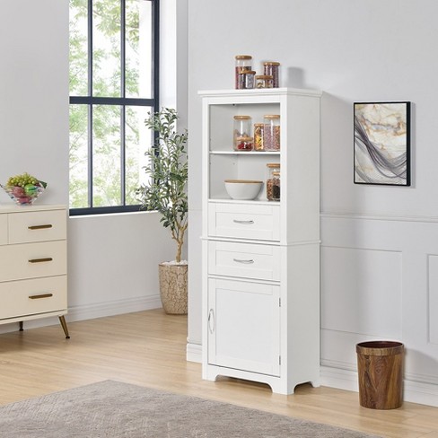 Bathroom Cabinet Freestanding Floor Cabinet With Open Shelves Doors ...