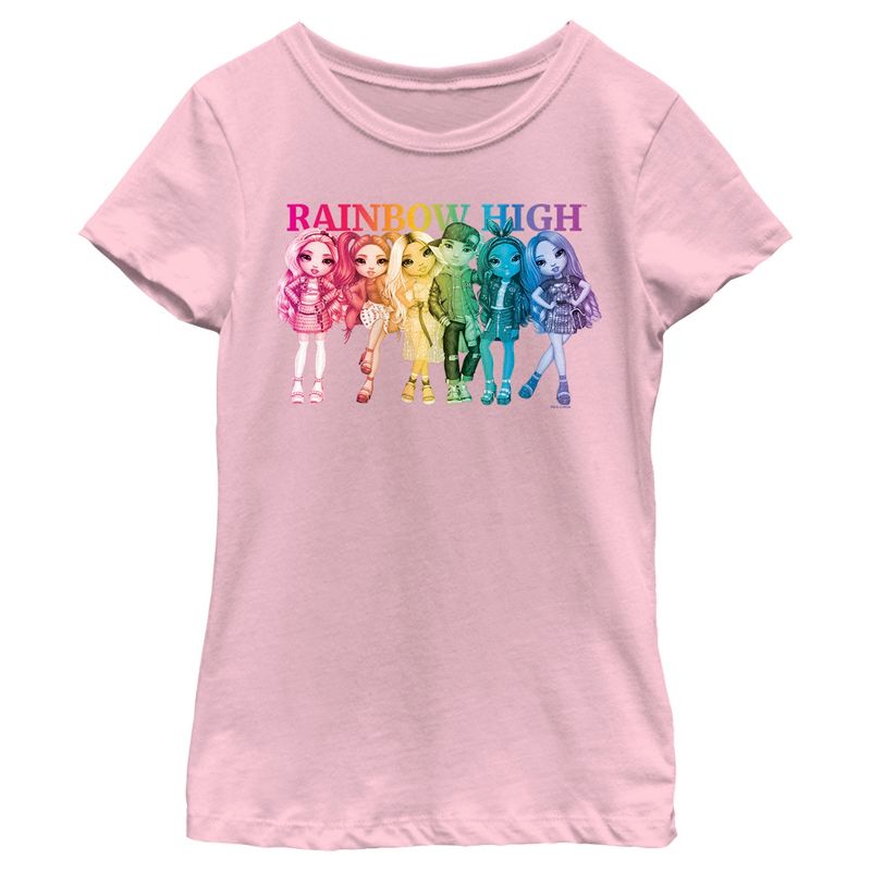 Girl's Rainbow High Colorful Group Shot T-Shirt, 1 of 5