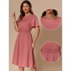 INSPIRE CHIC Women's Short Sleeve Elastic Waist Round Neck Pleated A-Line Casual Midi Dress - image 2 of 4